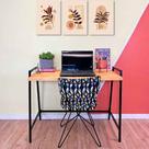 Mesa para Escritório de Ferro e Madeira Industrial Steel 100cm Nozes e Preto Mesa para Escritório de Ferro e Madeira Industrial Steel 100cm Nozes e Preto
