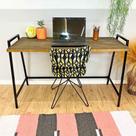 Mesa para Escritório de Ferro e Madeira Industrial Steel 124cm Tabaco e Preto