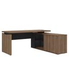 Mesa Para Escritório Diretor Com Porta De Correr E Nichos Nogal/preto