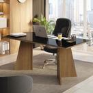 Mesa para Escritório Diretor Presidente 180cm Tampo de Vidro Rustic/Preto 5388 Madesa Mesa para Escritório Diretor Presidente 180cm Tampo de Vidro Rustic/Preto 5388 Madesa