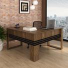 Mesa para Escritório em L 136 cm - Nogal/Preto
