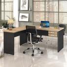 Mesa Para Escritório Em L 1,60x1,60m Tampo E Pés 30mm C-gav. Carvalho C-preto ônix