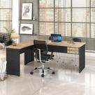 Mesa Para Escritório Em L 1,80x1,60m Tampo E Pés 30mm Com Gaveta Carvalho Compreto Ônix