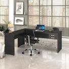 Mesa Para Escritório Em L 1,80x1,60m Tampo E Pés 30mm Com Gaveta Preto Ônix