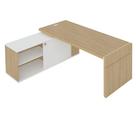 Mesa Para Escritório Em L Com Tomada 2 Gavetas Carvalho branco Mesa Para Escritório Em L Com Tomada 2 Gavetas Carvalho branco