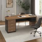 Mesa para Escritório em Tamburato com 6 Gavetas Design Curvo