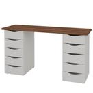 Mesa Para Escritório Escrivaninha Due Web Nogal Branco - Lyam Decor
