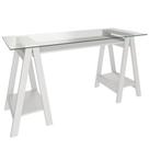 Mesa Para Escritório Escrivaninha Home Office Tampo De Vidro 150x75 Cristal A02 Branco - Lyam Decor Mesa Para Escritório Escrivaninha Home Office Tampo De Vidro 150x75 Cristal A02 Branco - Lyam Decor
