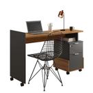 Mesa Para Escritório Estudos Alessa M1 Lukaliam Amêndoa/Chumbo