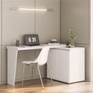 Mesa para Escritório Extensível em L ou Reta Ripado Milão 2 Portas 180cm MDF Branco Yescasa