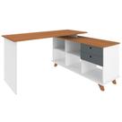 Mesa Para Escritório Home Office Escrivaninha Gold A02 Freijó Grafito Branco - Lyam Decor