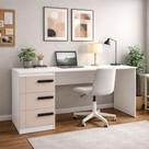 Mesa para Escritório Lisboa 3 Gavetas Creme/Branco - Politorno Mesa para Escritório Lisboa 3 Gavetas Creme/Branco - Politorno