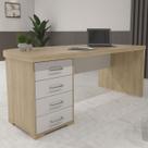 Mesa para Escritório Tamburato 4 Gavetas 180 Cm Carvalho/Branco - Artany Móveis