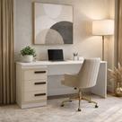 Mesa para Escritório Valência 3 Gavetas Creme/Branco - Politorno Mesa para Escritório Valência 3 Gavetas Creme/Branco - Politorno