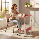 Mesa Para Estudo Notebook Com Rodinhas Altura Ajustável Rosa