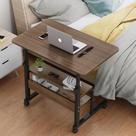 Mesa para notebook altura ajustavel home office cama rodinhas e 2 prateleiras multiuso marrom