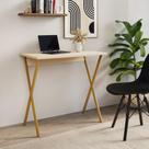 Mesa para Pc X 120x60 com Base em X para Quarto e Escritório - Ferro Dourado Tampo Off White Mesa para Pc X 120x60 com Base em X para Quarto e Escritório - Ferro Dourado Tampo Off White