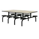 Mesa para Refeitório FIXA 8 Lugares MDP Branco de 25 mm - Assento PRETO - 50104