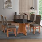 Mesa para Sala de Jantar 120x90cm com Vidro Lapidado Marrom/Canela/Preto Mesa para Sala de Jantar 120x90cm com Vidro Lapidado Marrom/Canela/Preto