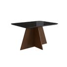 Mesa para Sala de Jantar 120x90cm com Vidro Lapidado Marrom/Tabaco/Preto Mesa para Sala de Jantar 120x90cm com Vidro Lapidado Marrom/Tabaco/Preto