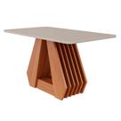 Mesa para Sala de Jantar Agata 130 x 80 cm com Tampo MDF/Vidro Cimol Cinamomo/Off White