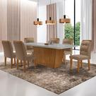 Mesa para Sala de Jantar Aida 180cm MDF Canto Copo com Vidro e 6 Cadeiras Carol Moderna Mobília