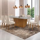 Mesa para Sala de Jantar Aida 180cm MDF Canto Copo com Vidro e 6 Cadeiras Safira