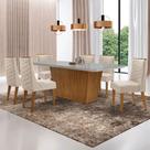 Mesa Para Sala De Jantar Aida Com 6 Cadeiras Safira Moderna Veludo Creme/off White/imbuia