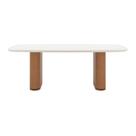Mesa para Sala de Jantar com Vidro Lintz Branco/Off White/Caramelo/Canela