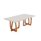 Mesa Para Sala De Jantar Flora 180cm Tampo Canto Moeda Laque Cinamomo Imbua/ Laqueado Off