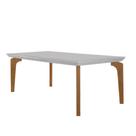 Mesa Para Sala De Jantar Liz 180cm Em Mdf E Vidro Off White/ Imbuia/ Off/ Serig. Off