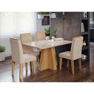 Mesa para Sala de Jantar Maite 130 cm e 4 Cadeiras Tais com Moldura Cimol Nature/Off White/Nude