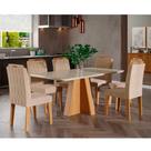 Mesa para Sala de Jantar Maitê com 6 Cadeiras Paola Cimol Nature/Off White