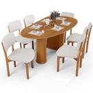 Mesa Para Sala de Jantar Ourense com 06 Cadeiras Sala de Jantar Dara L02 Bouclê Cru - Lyam Decor
