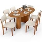 Mesa Para Sala De Jantar Ourense Com 06 Cadeiras Sala De Jantar Dara L02 Linho Champagne - Lyam Decor