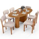 Mesa Para Sala de Jantar Ourense com 06 Cadeiras Sala de Jantar Dara L02 Suede Bege - Lyam Decor