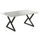 Mesa para Sala de Jantar Retangular 160x90cm MDF com Vidro Império Branco/Preto Fosco/Off White