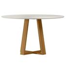 Mesa para Sala de Jantar Tampo Redondo com Vidro 135cm Vitória Marrom Ype/Off White