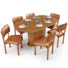 Mesa Para Sala de Jantar Valência com 06 Cadeiras Sala de Jantar Dara L02 material sintético Camel - Lyam Decor Mesa Para Sala de Jantar Valência com 06 Cadeiras Sala de Jantar Dara L02 material sintético Camel - Lyam Decor