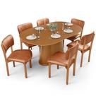 Mesa Para Sala de Jantar Valência com 06 Cadeiras Sala de Jantar Dara L02 material sintético Camel - Lyam Decor