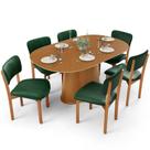 Mesa Para Sala de Jantar Valência com 06 Cadeiras Sala de Jantar Dara L02 material sintético Verde Musgo - Lyam Decor