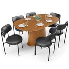 Mesa Para Sala De Jantar Valência Com 06 Cadeiras Sala De Jantar Louise L02 material sintético Preto - Lyam Decor