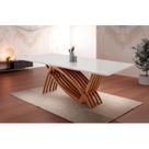 Mesa para Sala de Jantar Zurick 220cm Madeira Maciça Marrom/Imbuia/Laq. Off White