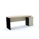 Mesa Pé Painel com Gaveteiro 3 Gavetas PE40 em MDP 164 x 60 cm Cor Nogueira CasaBlanca Base Preta