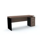 Mesa Pé Painel com Gaveteiro 3 Gavetas PE40 em MDP 164 x 60 cm Cor Walnut Base Preta