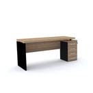 Mesa Pé Painel com Gaveteiro 4 Gavetas PE40 em MDP 164 x 60 cm Cor Noce Naturalle Base Preta