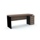 Mesa Pé Painel com Gaveteiro 4 Gavetas PE40 em MDP 164 x 60 cm Cor Walnut Base Preta Mesa Pé Painel com Gaveteiro 4 Gavetas PE40 em MDP 164 x 60 cm Cor Walnut Base Preta