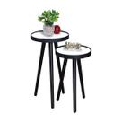 Mesa Pé Palito Lateral Pequena Canto Apoio Sofá Redonda Decorativa Retro Rustico Kit Conjunto