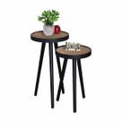 Mesa Pé Palito Lateral Pequena Canto Apoio Sofá Redonda Decorativa Retro Rustico Kit Conjunto