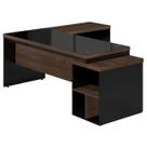 Mesa PEDESTAL VIDRO FUMÊ com MESA AUXILIAR - 1,92x1,60m - WORKYARIS - MARSALA / PRETO - 23486